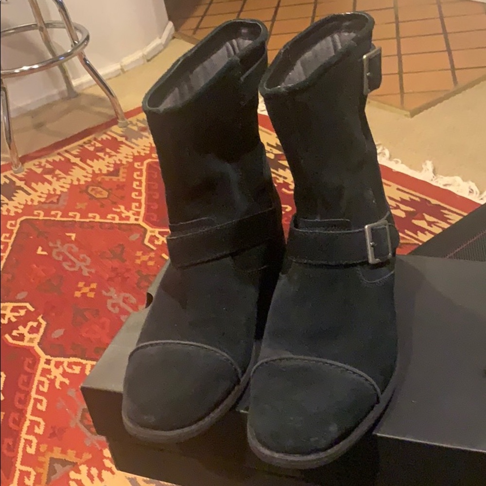 Black Suede Ugg Motorcycle Boots 10.5